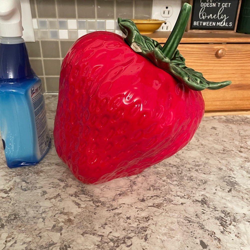 Red Strawberry Shaped Cookie Jar